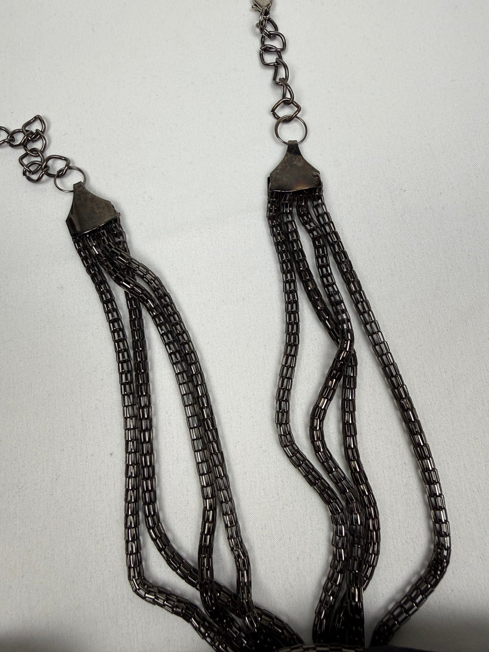 Black mesh lined necklace top (S/M)