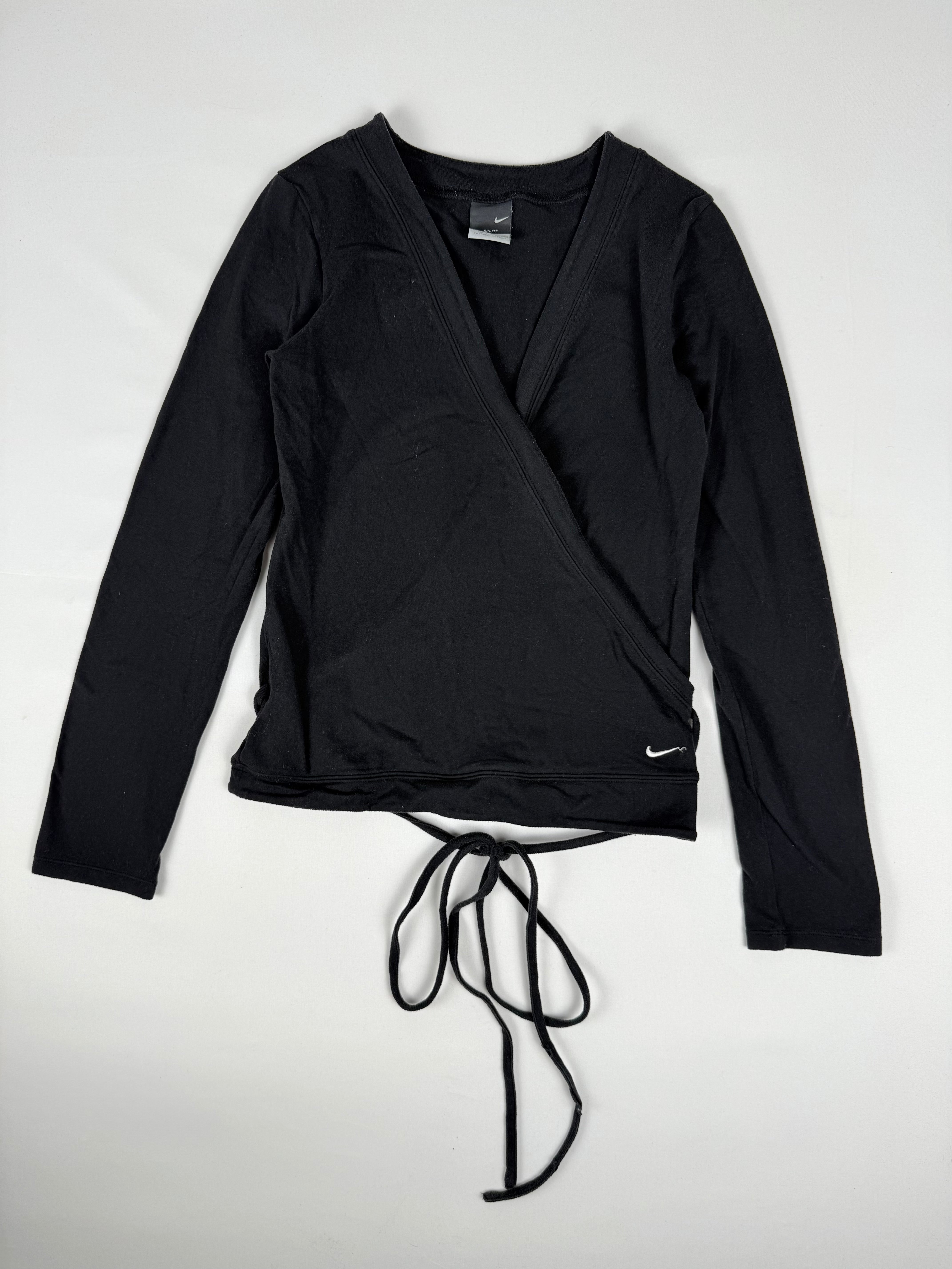 Black tie up wrap around top (M)