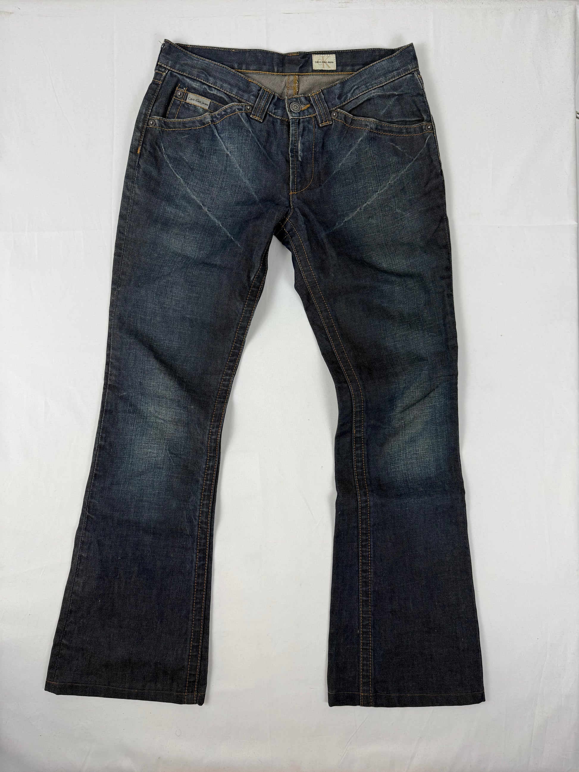 Navy low rise denim bootcut pants (XS/S)