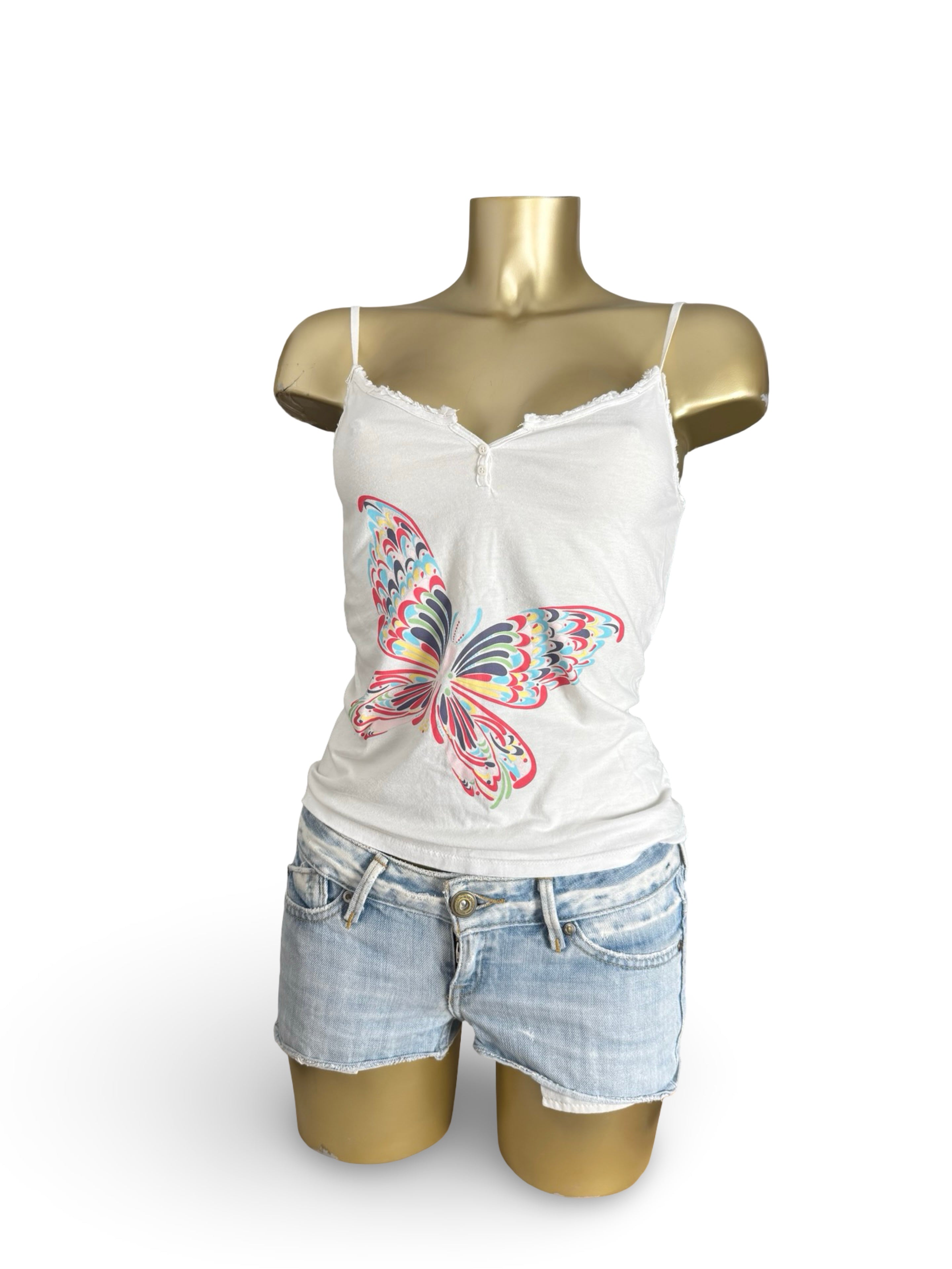 White butterfly cami top (S)