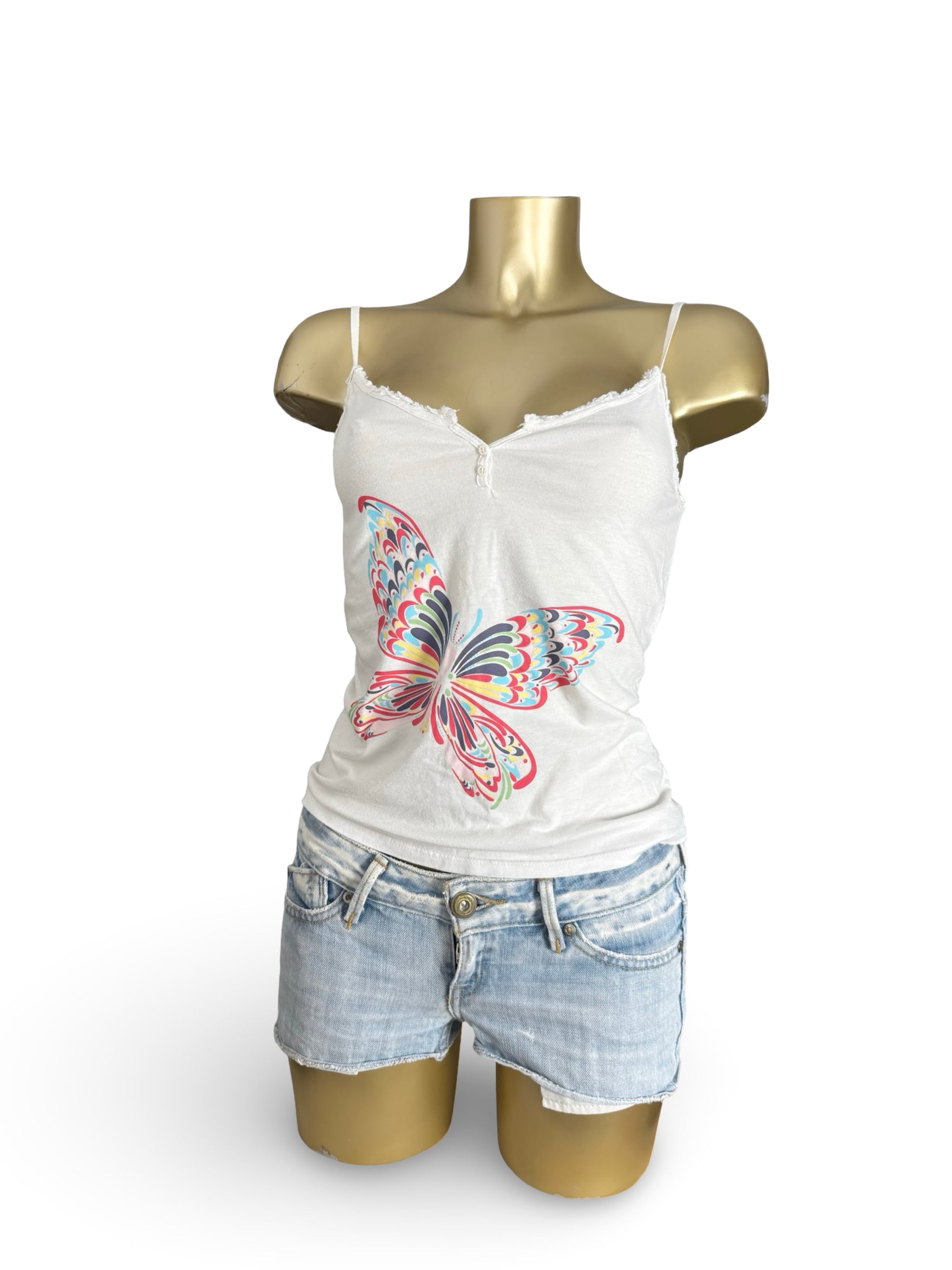 White butterfly cami top (S)