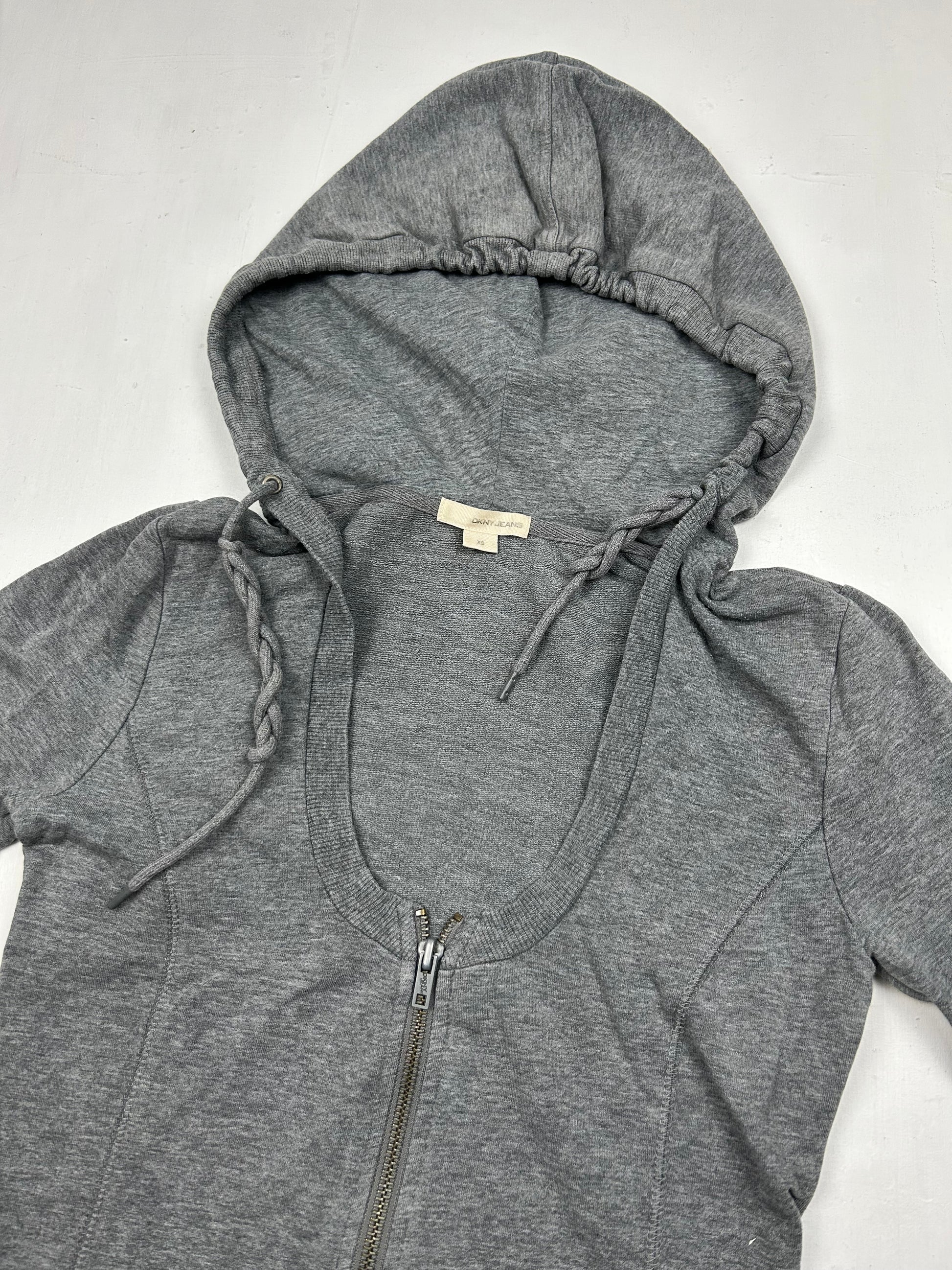 Grey 100% cotton strass logo hoodie (XS)