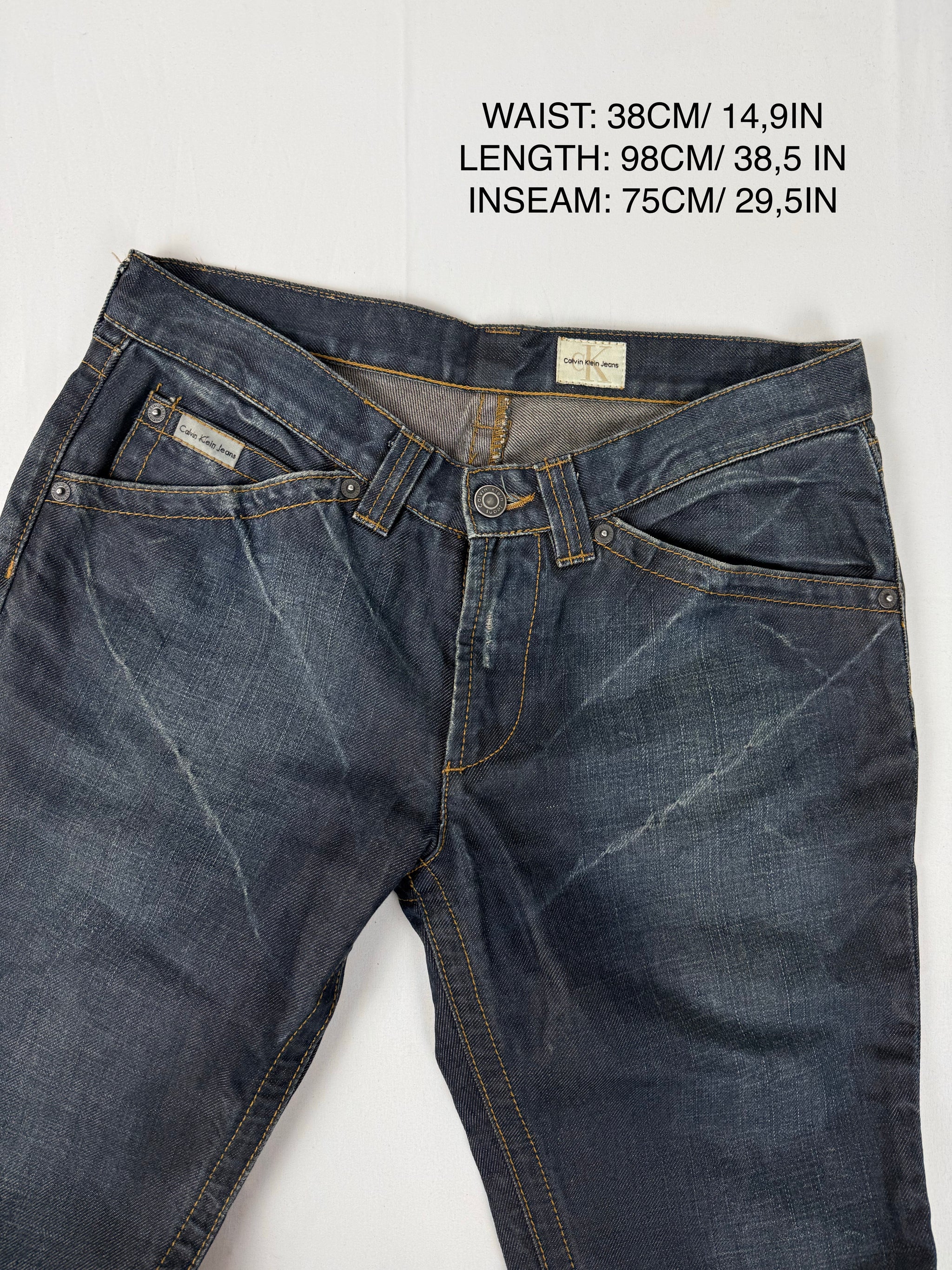 Navy low rise denim bootcut pants (XS/S)
