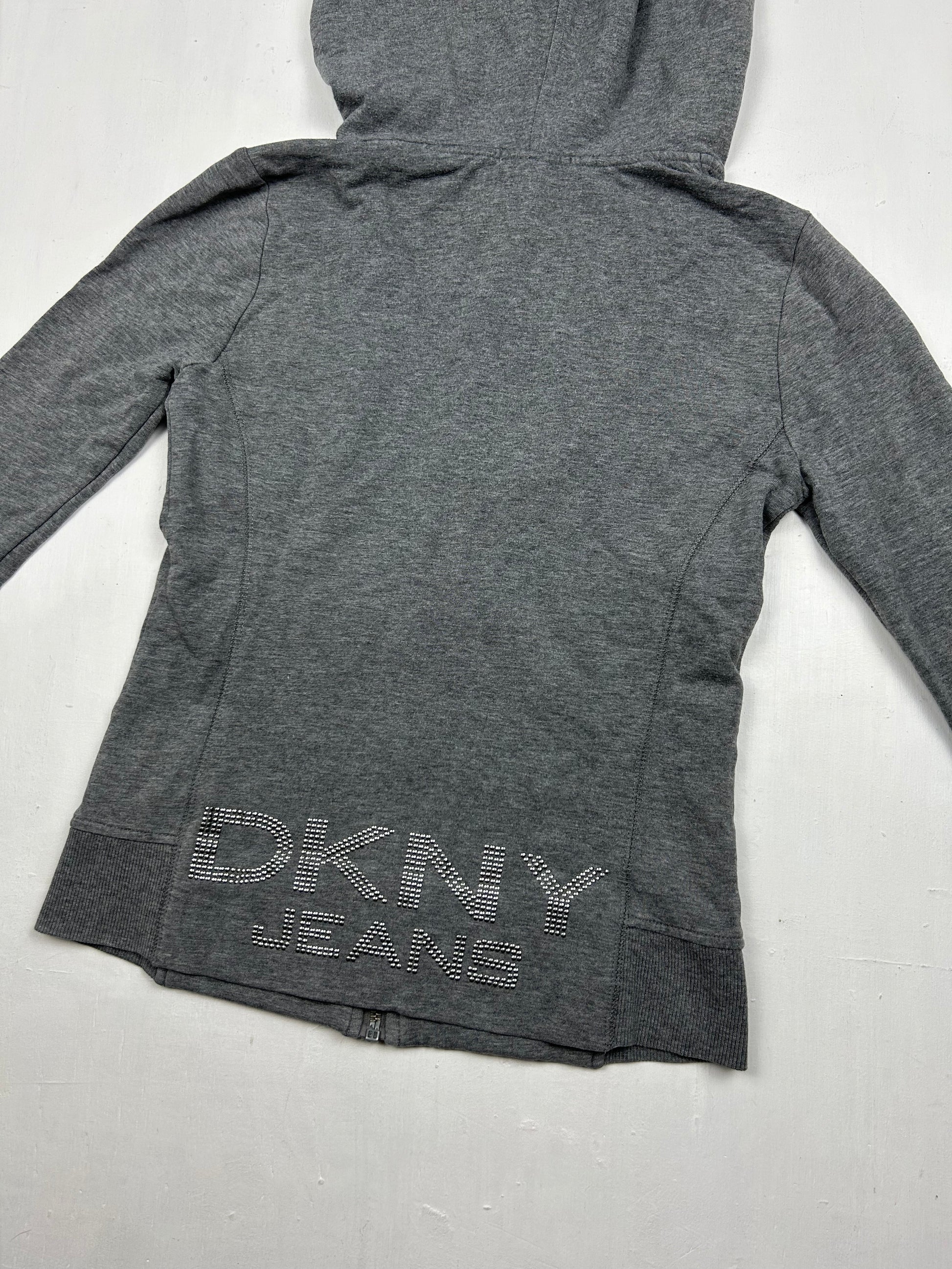 Grey 100% cotton strass logo hoodie (XS)