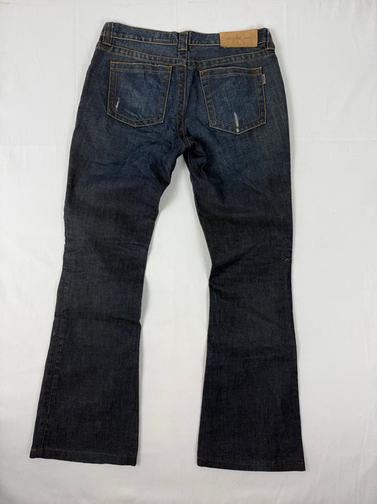 Navy low rise denim bootcut pants (XS/S)