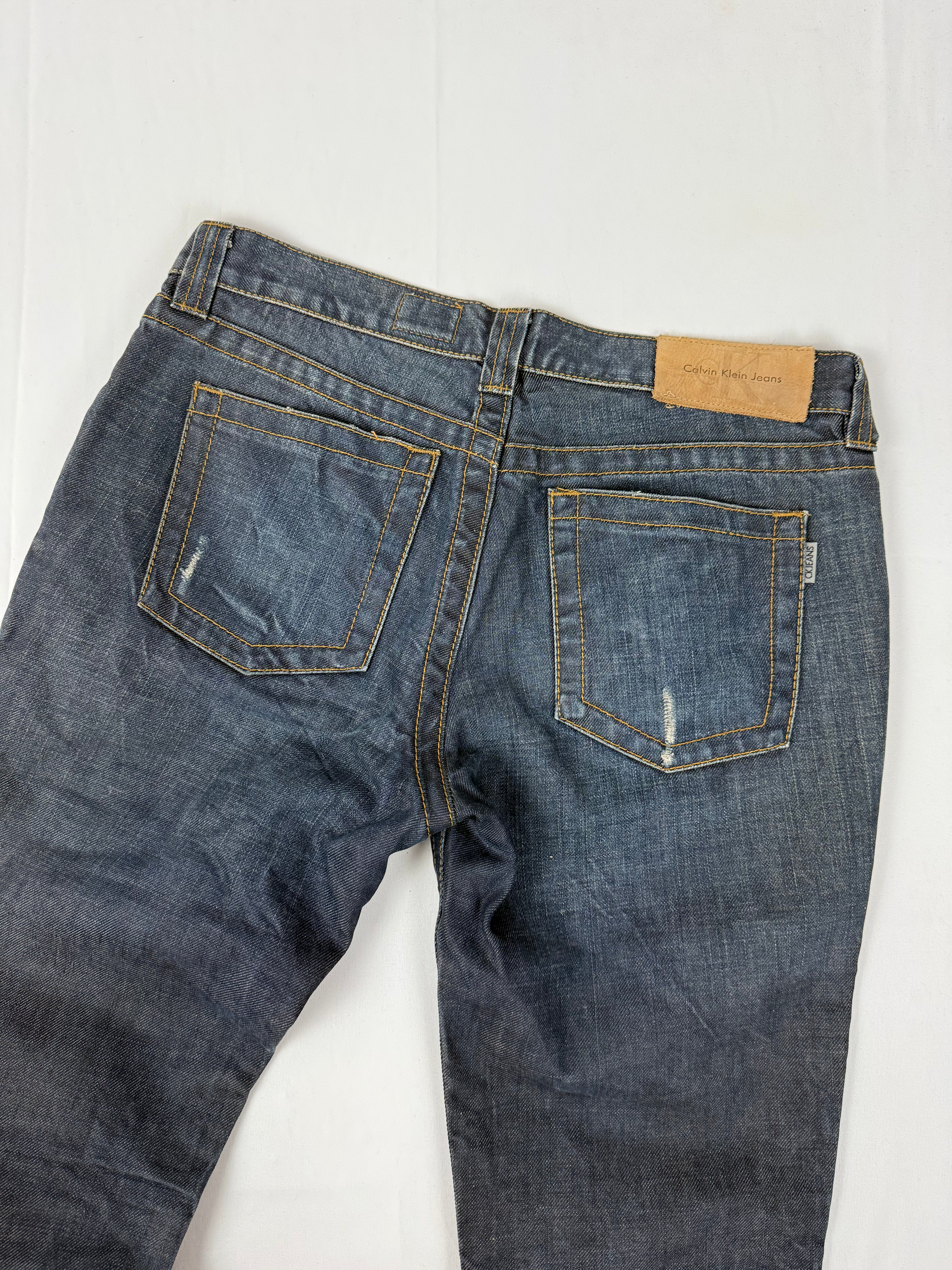 Navy low rise denim bootcut pants (XS/S)