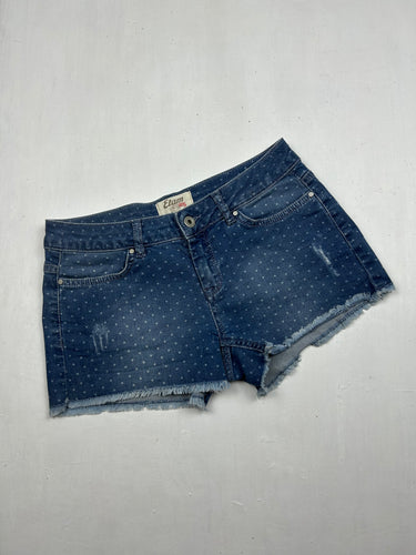 Blue denim polka dots low rise mini short (S)