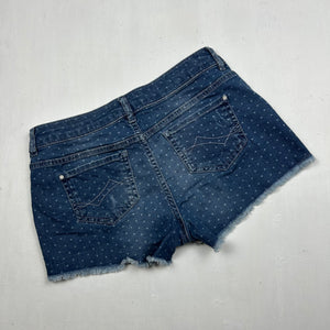 Blue denim polka dots low rise mini short (S)