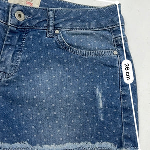 Blue denim polka dots low rise mini short (S)