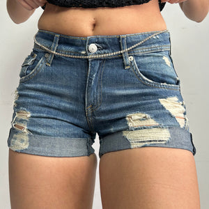 Blue denim low rise mini  short (S)