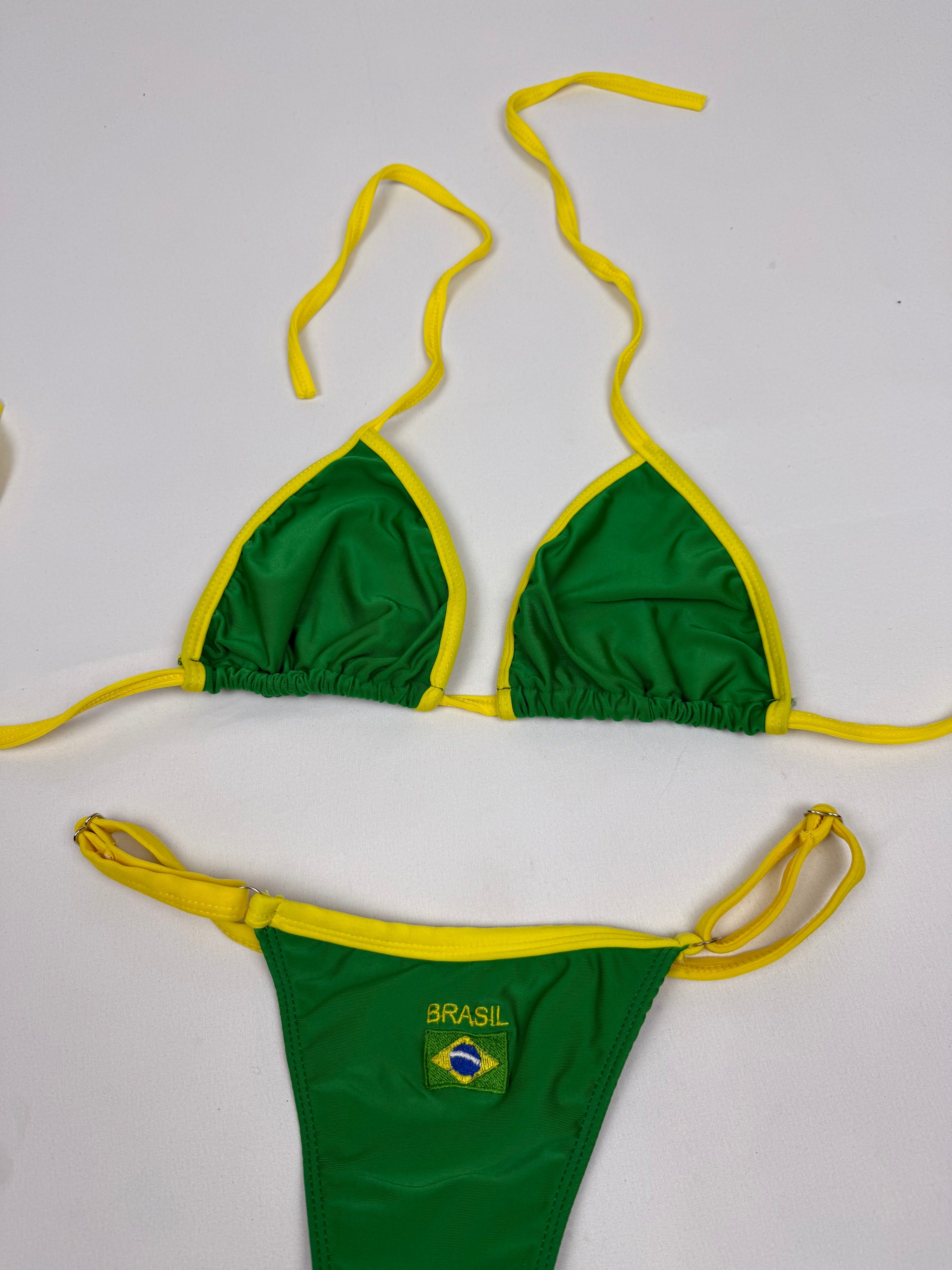 Green Brazil low rise thong bikini set (M)