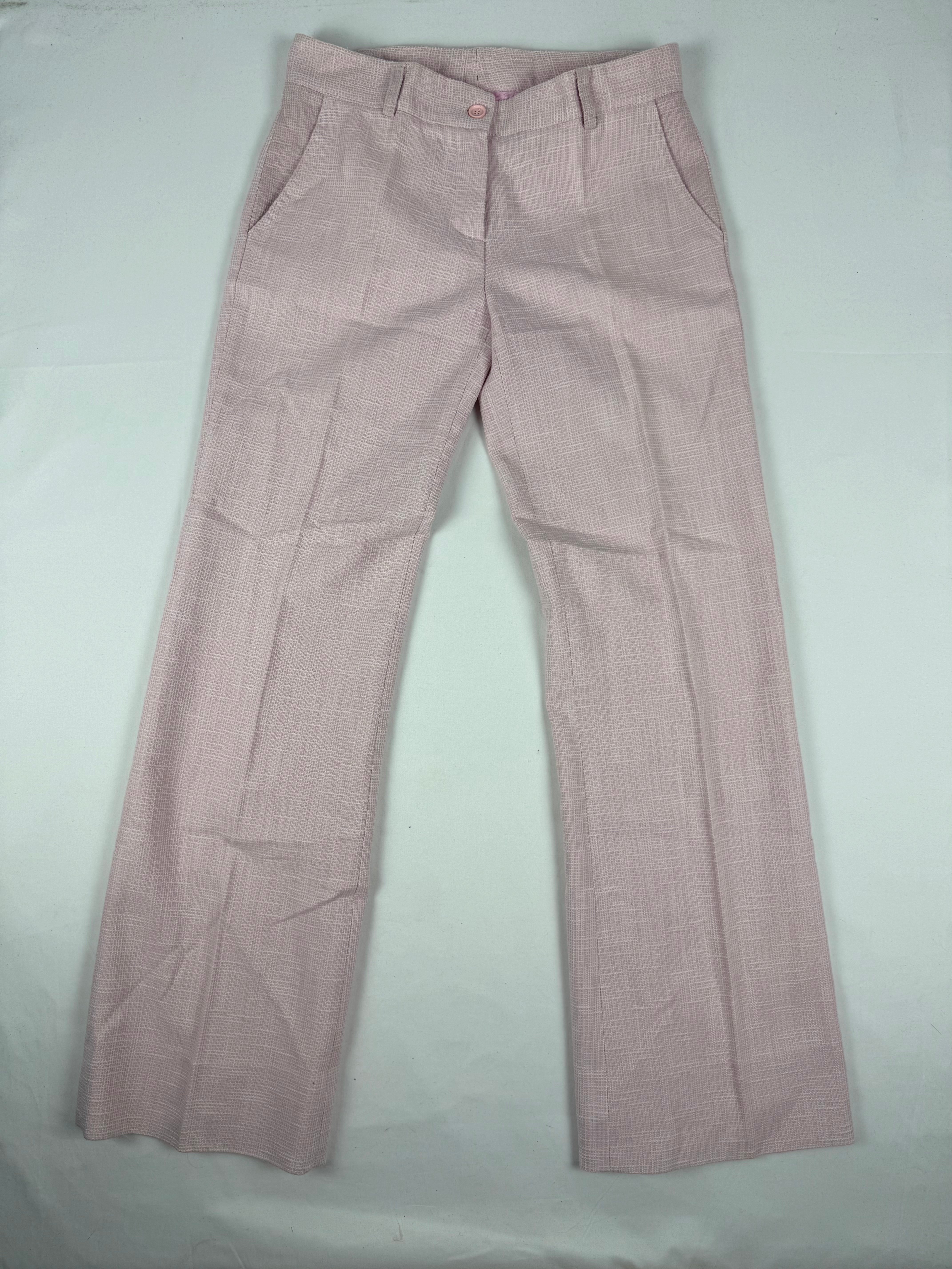 Pink office siren low rise flare pants (S)