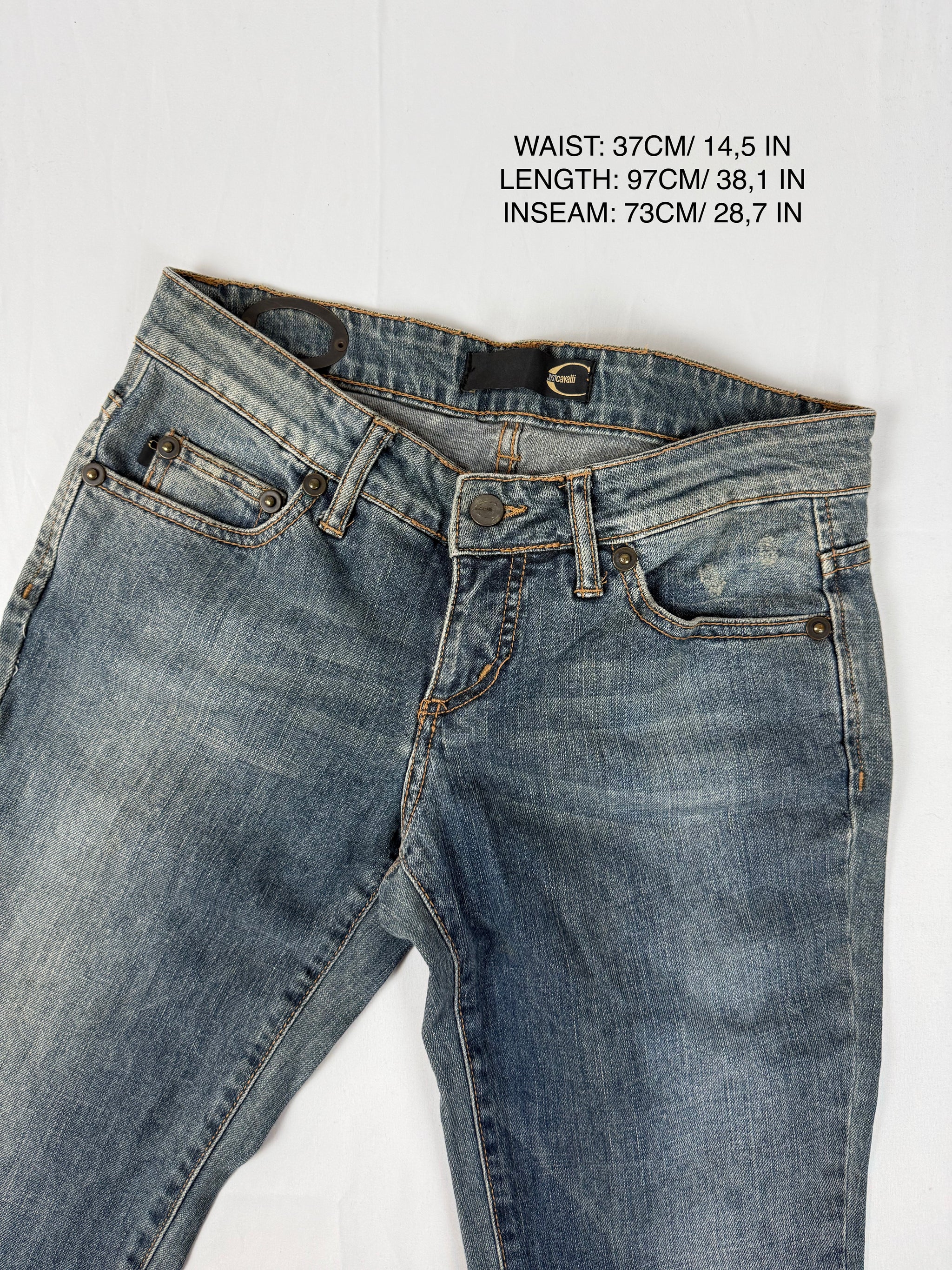 Blue denim low waist pants (S)