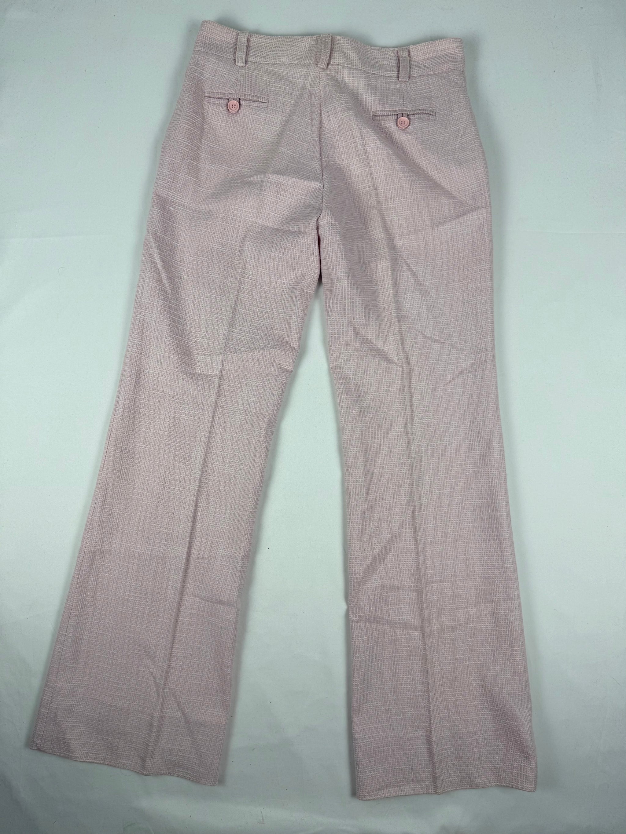 Pink office siren low rise flare pants (S)