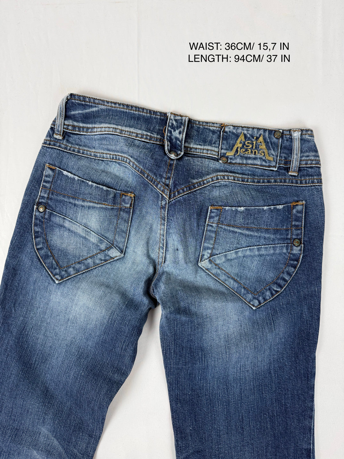 Navy denim low rise straight legs pants (XS)
