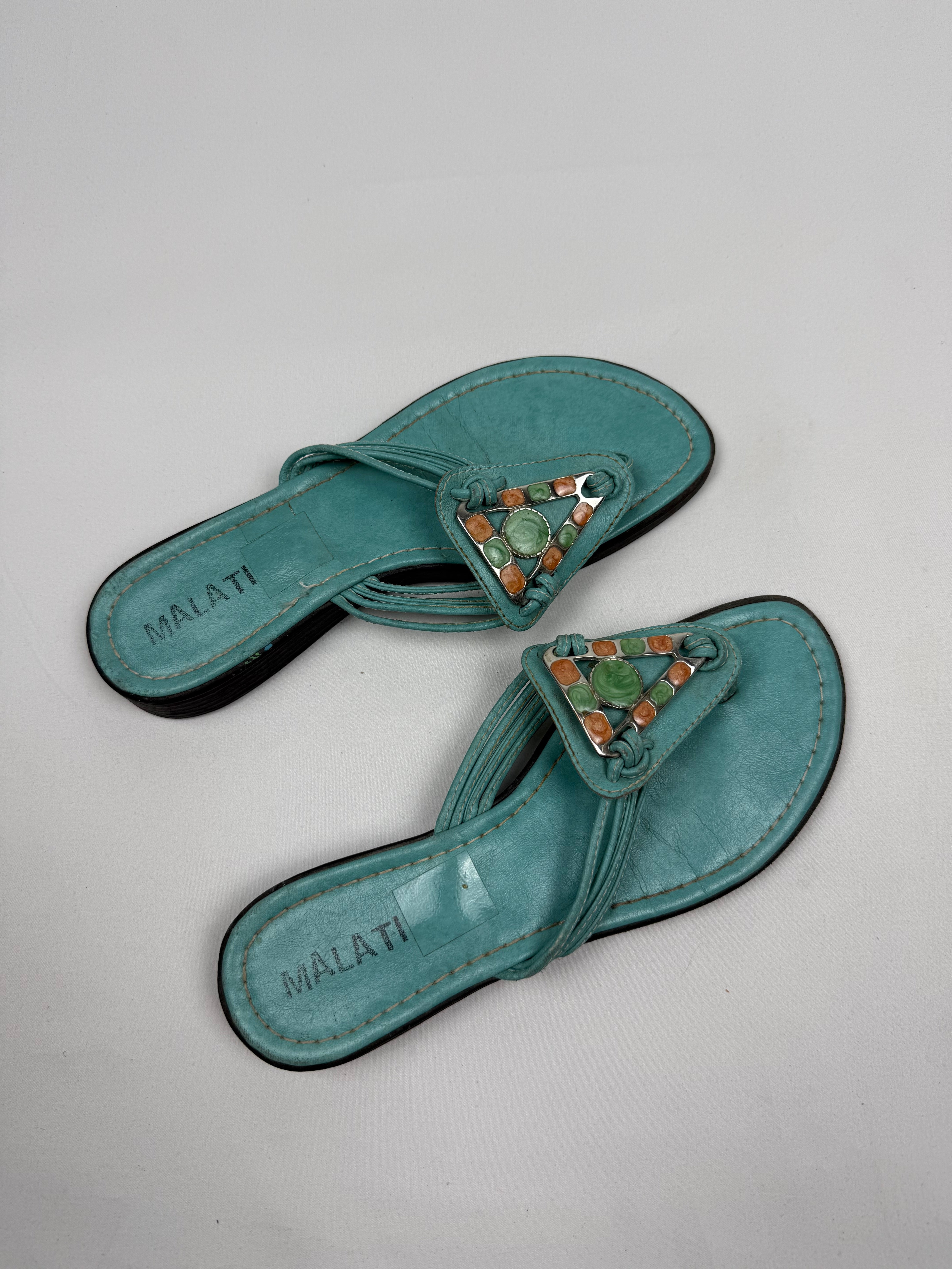 Blue flip flops thongs mules (39)