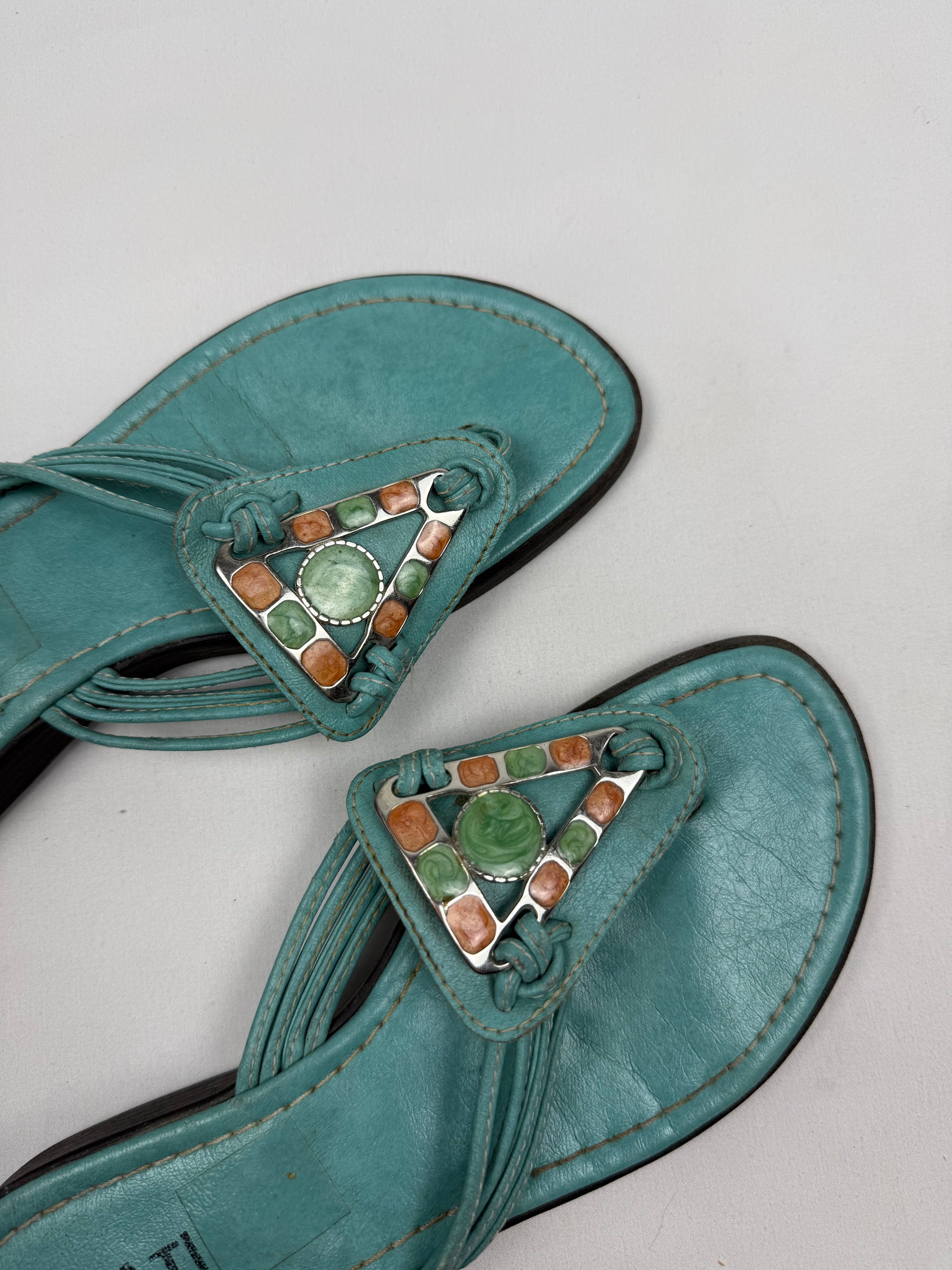 Blue flip flops thongs mules (39)