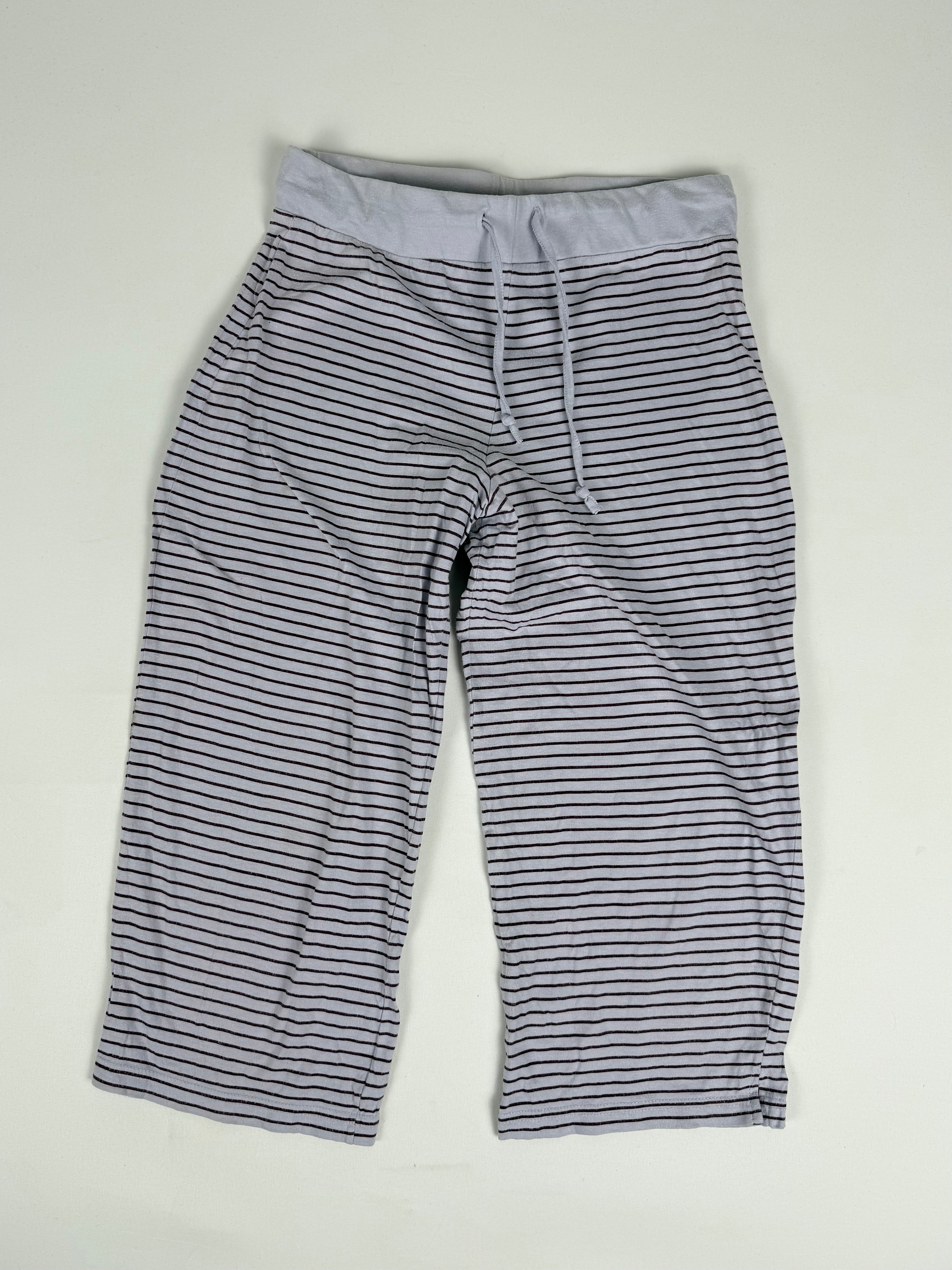 Lilac striped cotton capri pants (M)