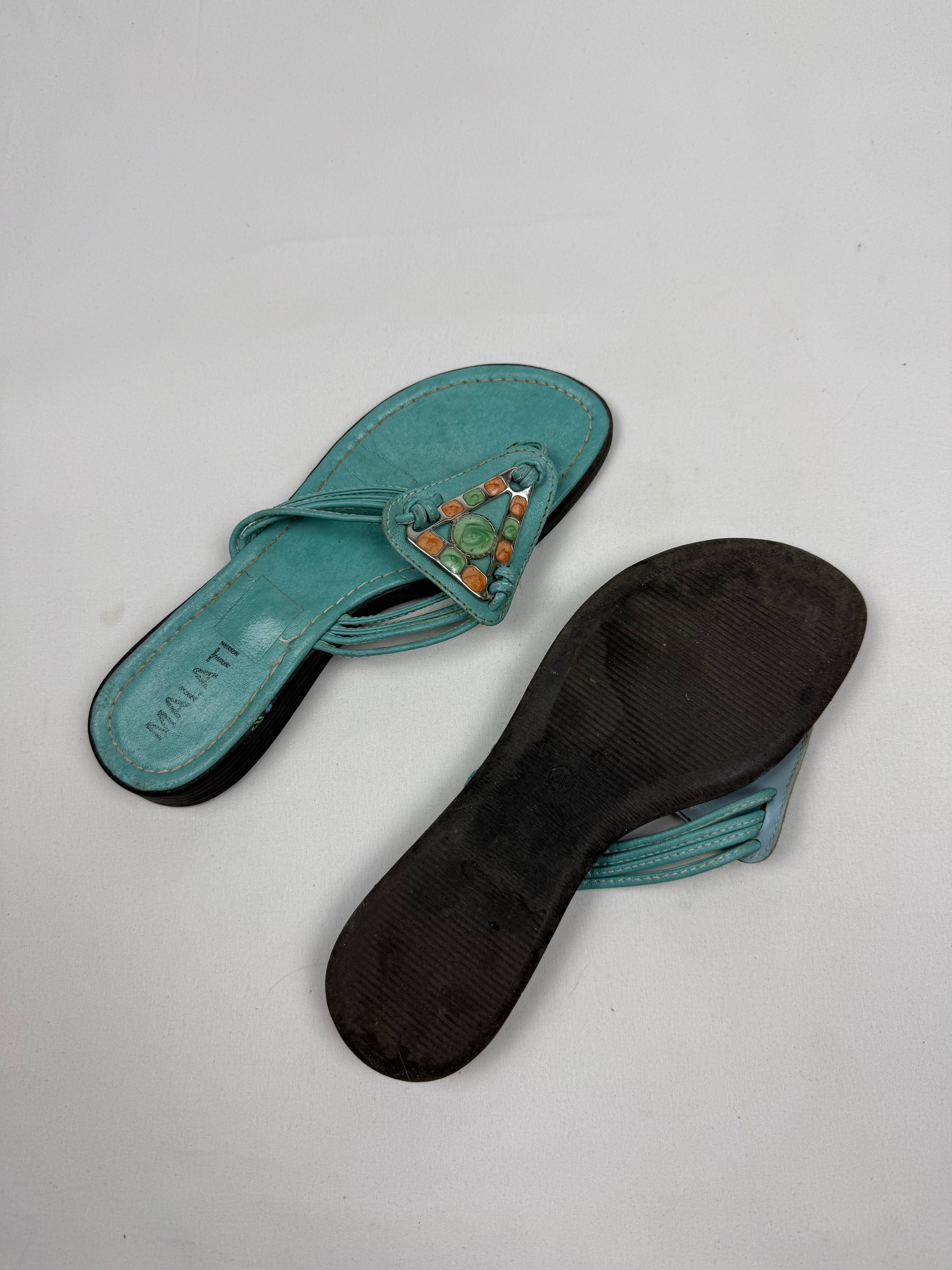 Blue flip flops thongs mules (39)