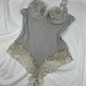 White lace bodysuit top (M)