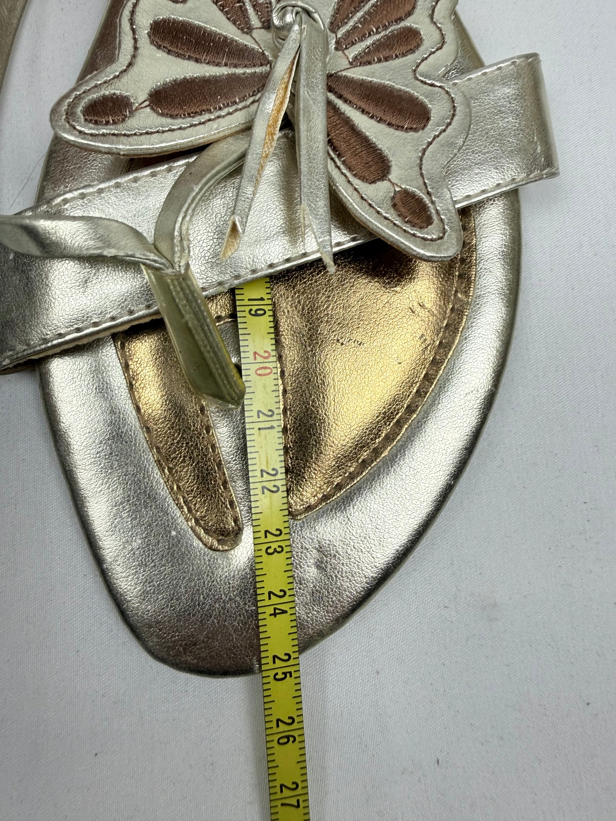 Gold butterfly flip flops mules (39)