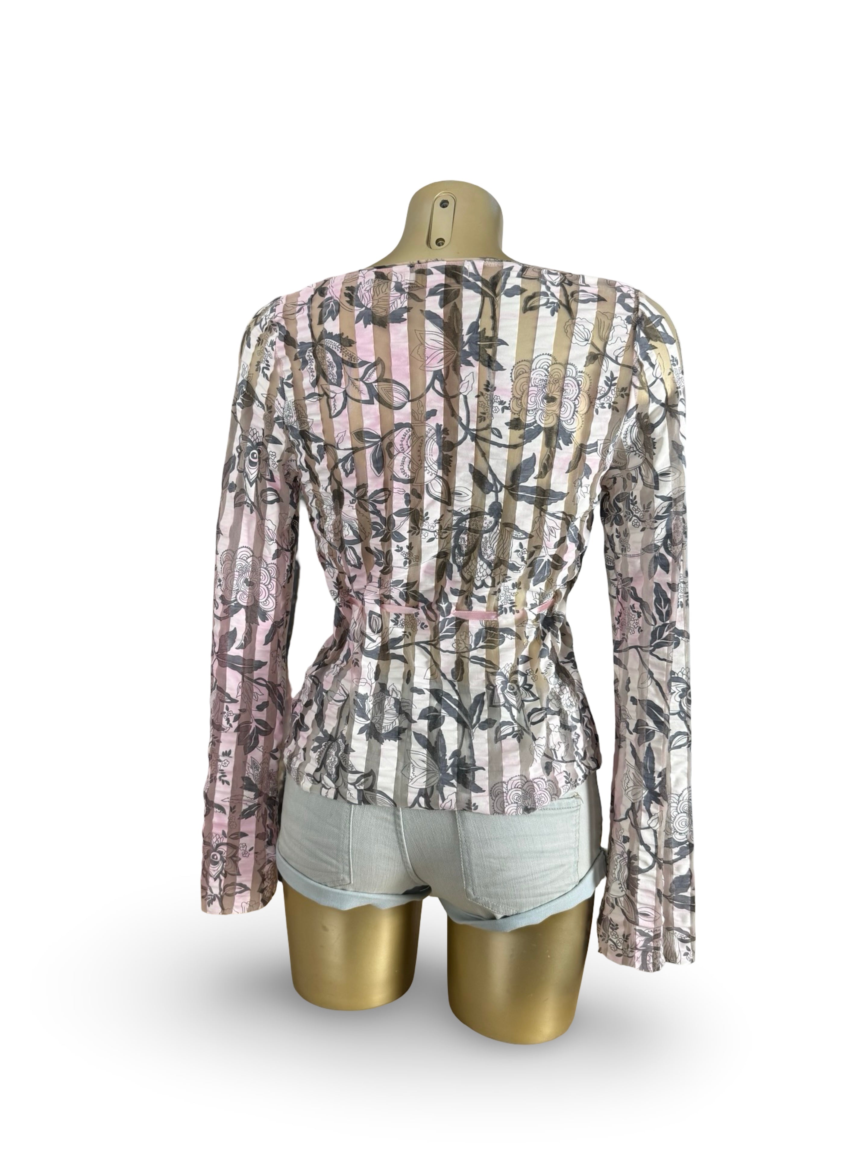 Baby pink mesh lace up top (M)