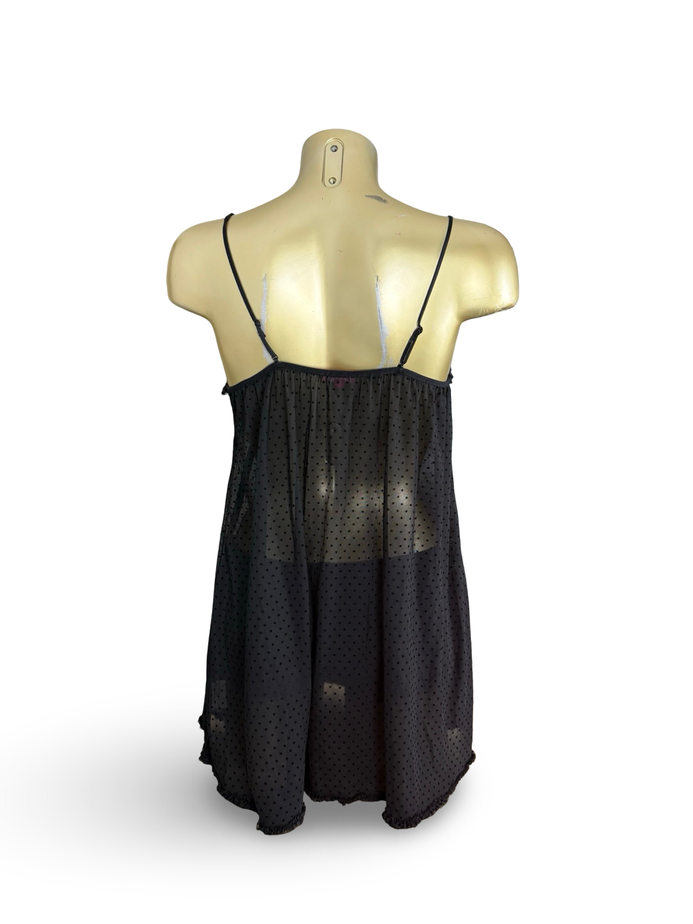 Black mesh tight fit babydoll mini dress/ top (L)