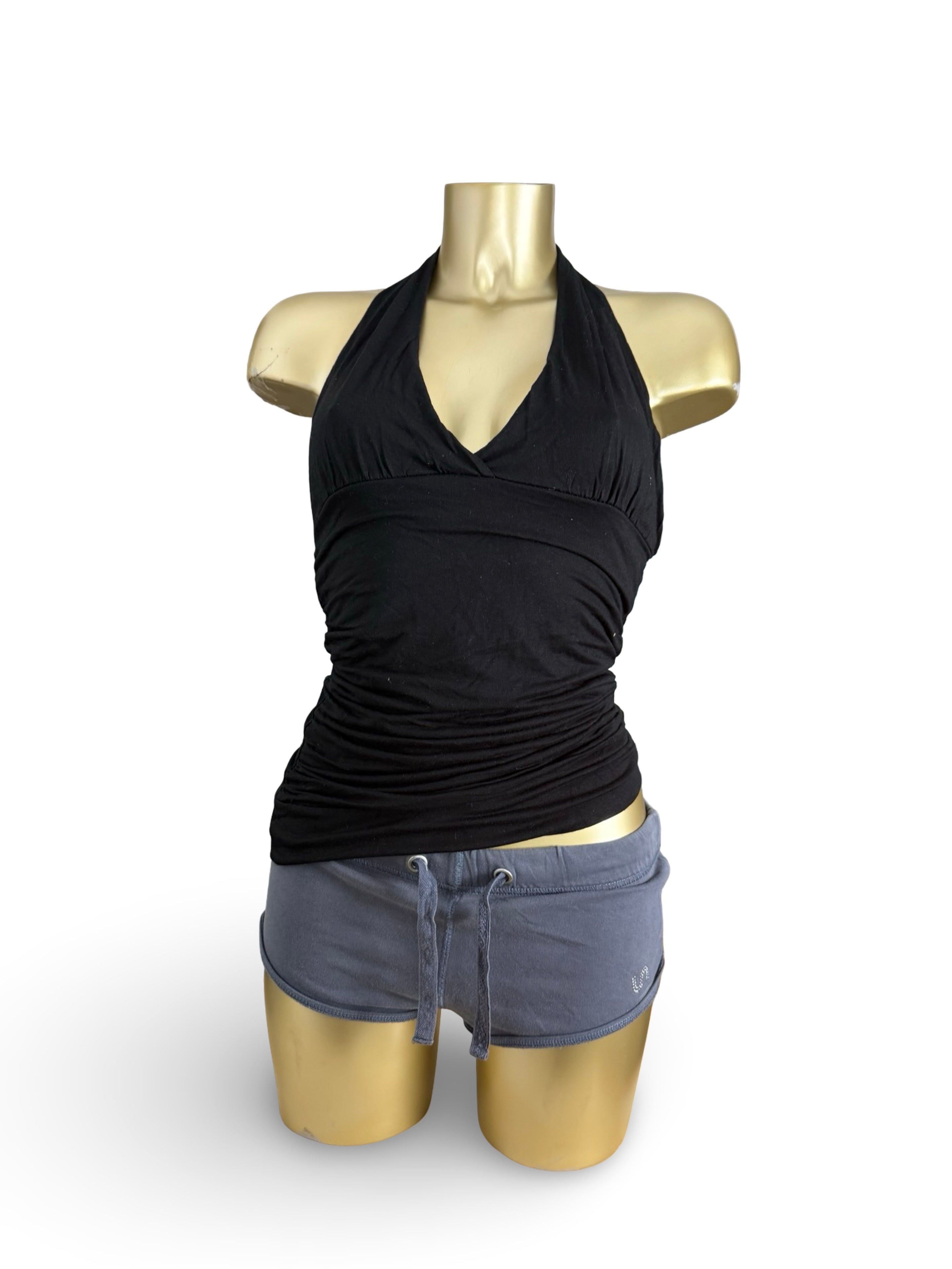 Black stretchy tight fit halter top (S/M)