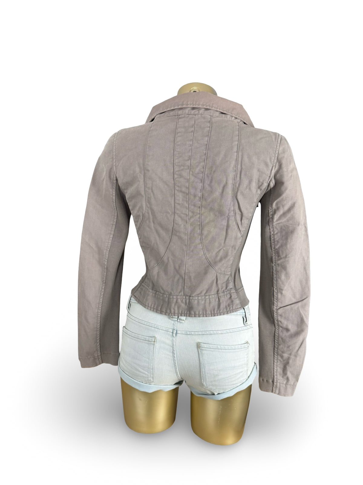 Khaki cotton funnel biker jacket (XS)
