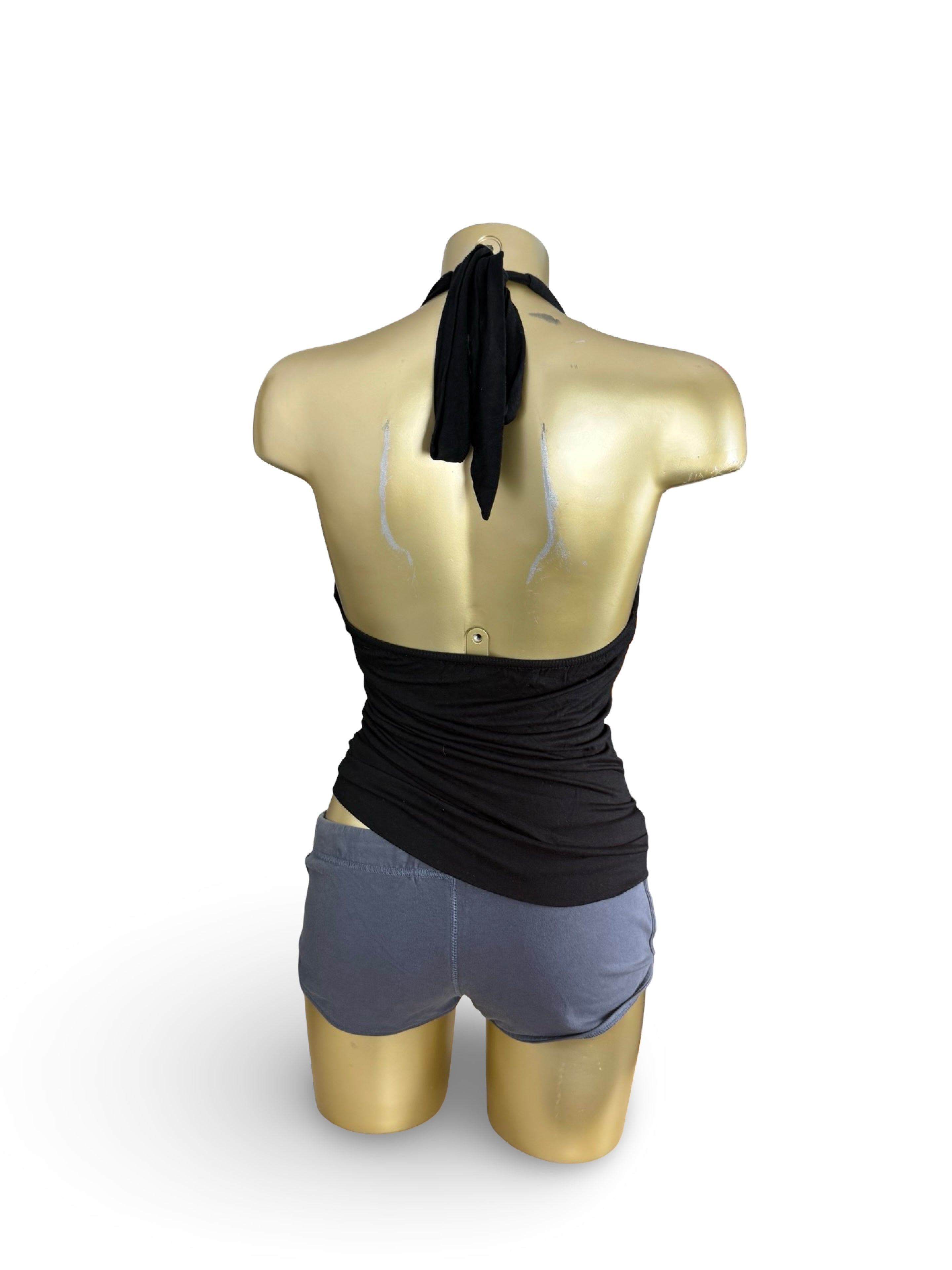 Black stretchy tight fit halter top (S/M)