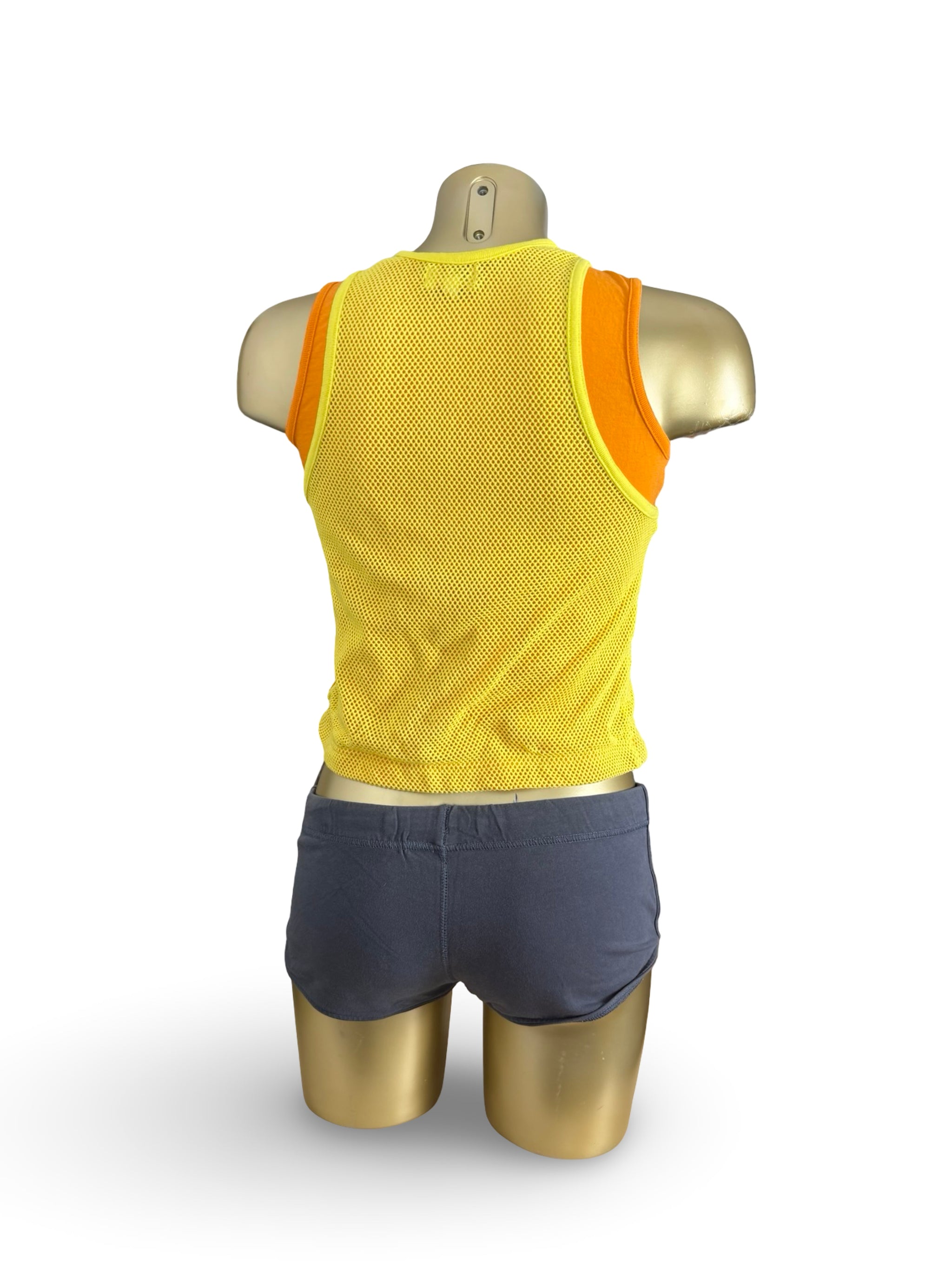 Yellow fishnet double top (S)