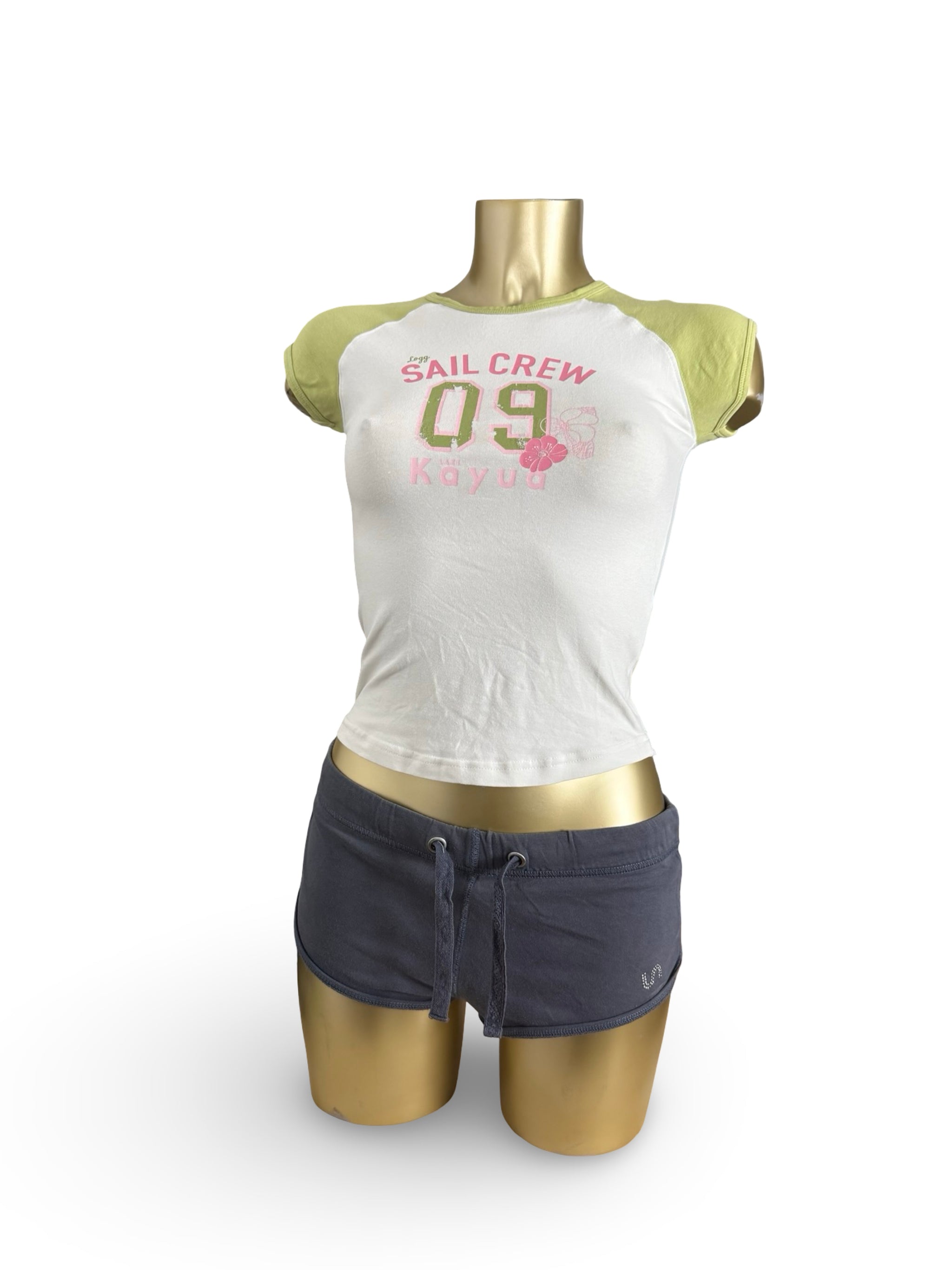 Khaki bicolor 100% cotton tee (XS)