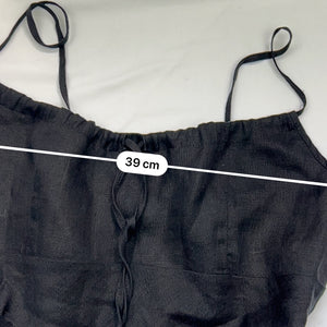 Black 100% linen tie up cami top (M)