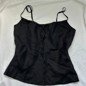 Black 100% linen tie up cami top (M)