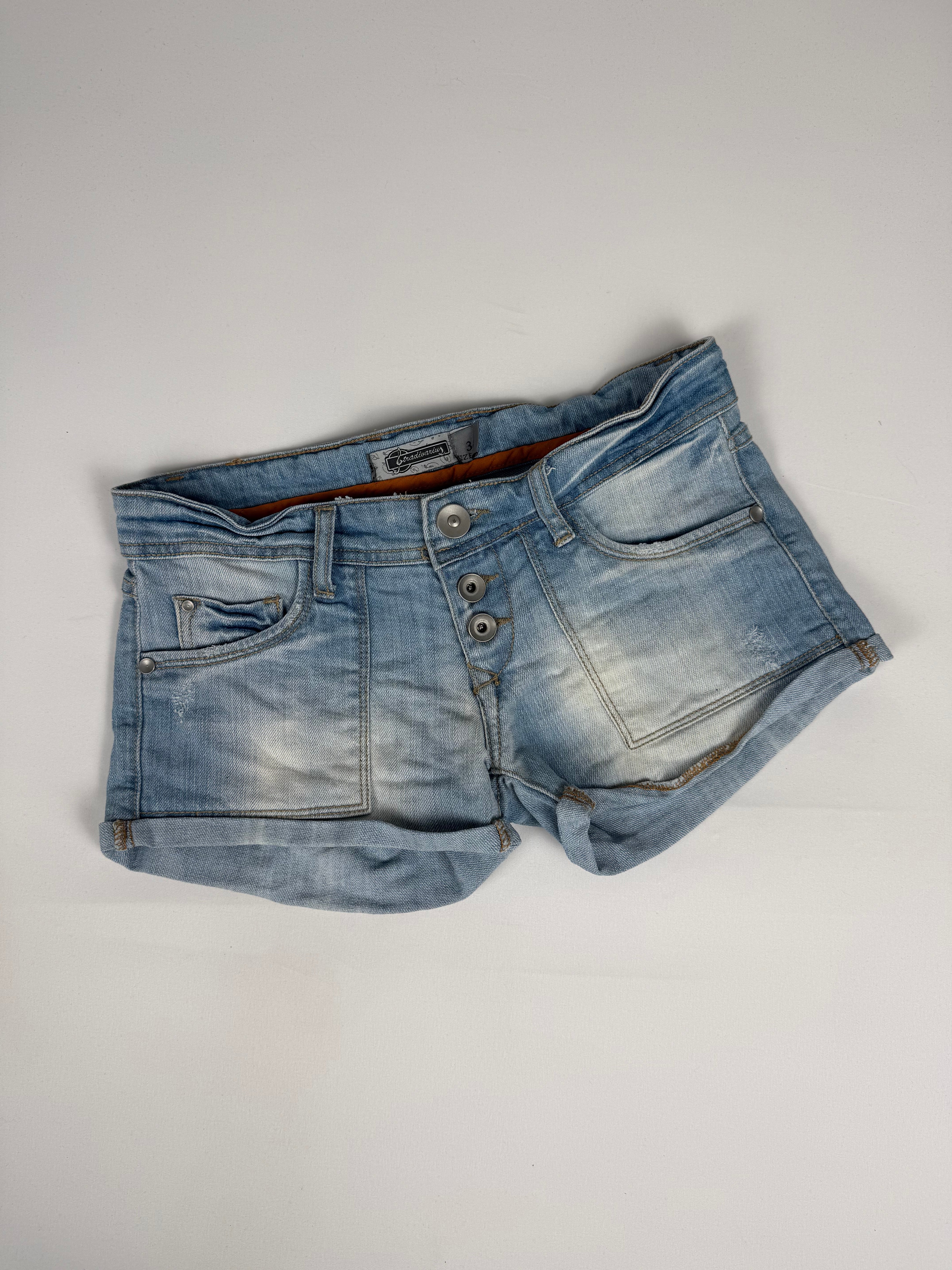 Blue denim low rise mini short (XS)