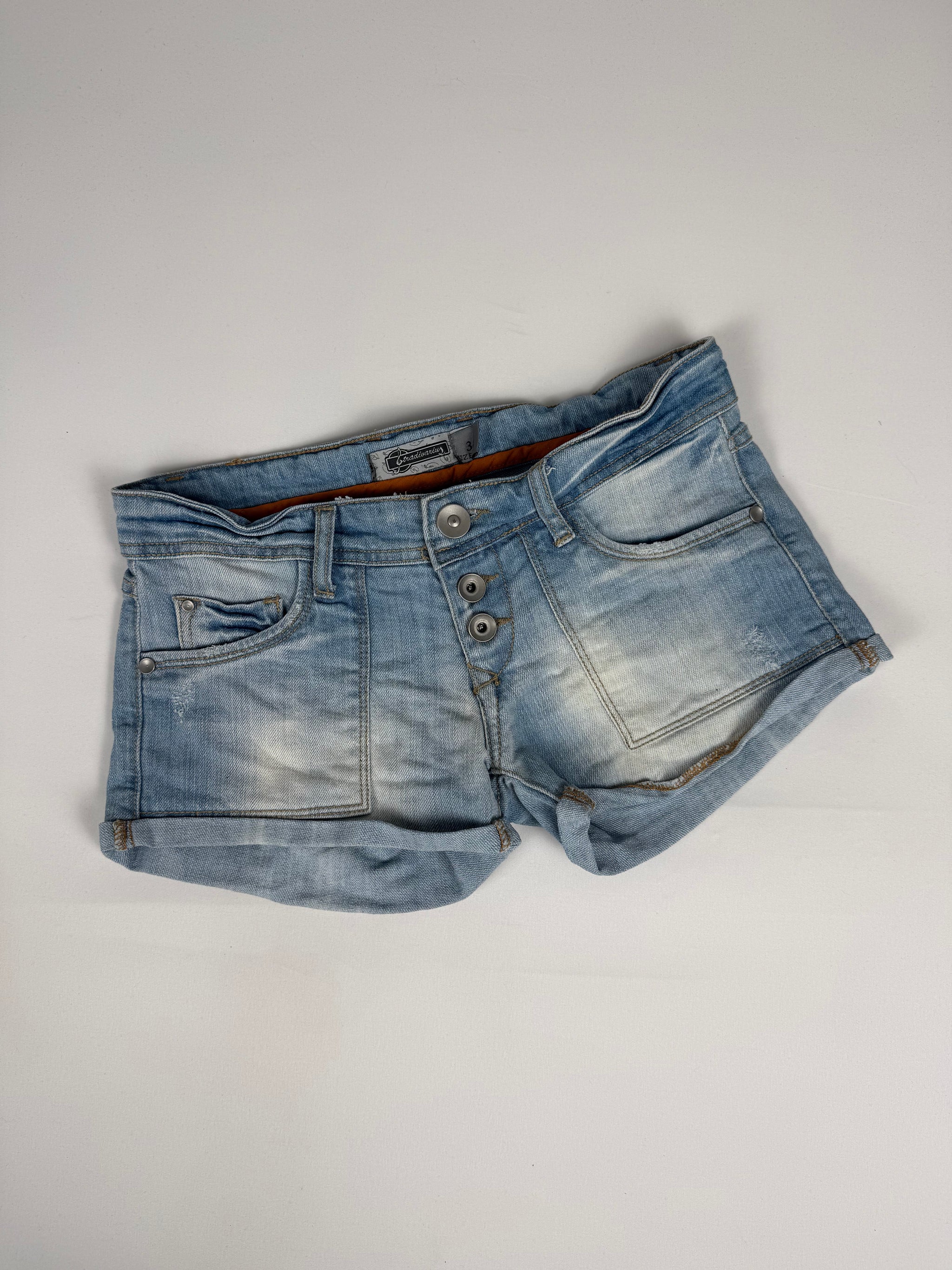 Blue denim low rise mini short (XS)