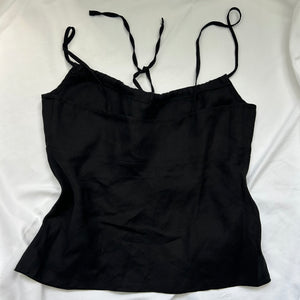 Black 100% linen tie up cami top (M)