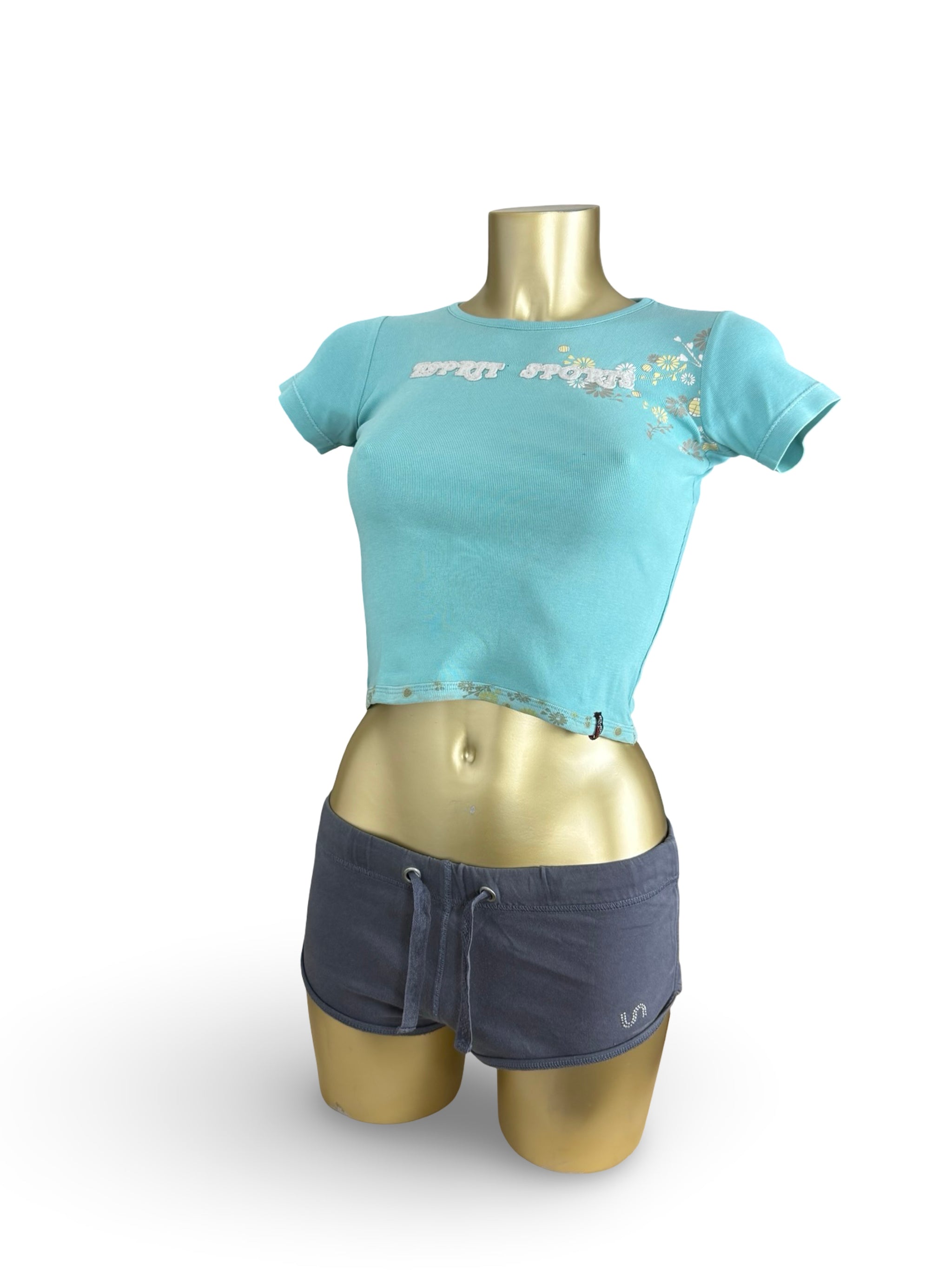 Blue embroidered 100% cotton tee (XS/S)