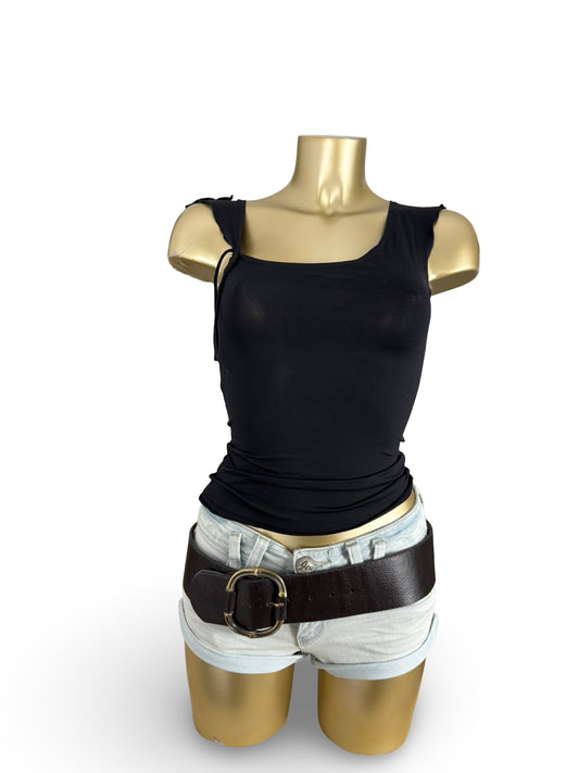 Black ultra stretchy asymmetric top (S)