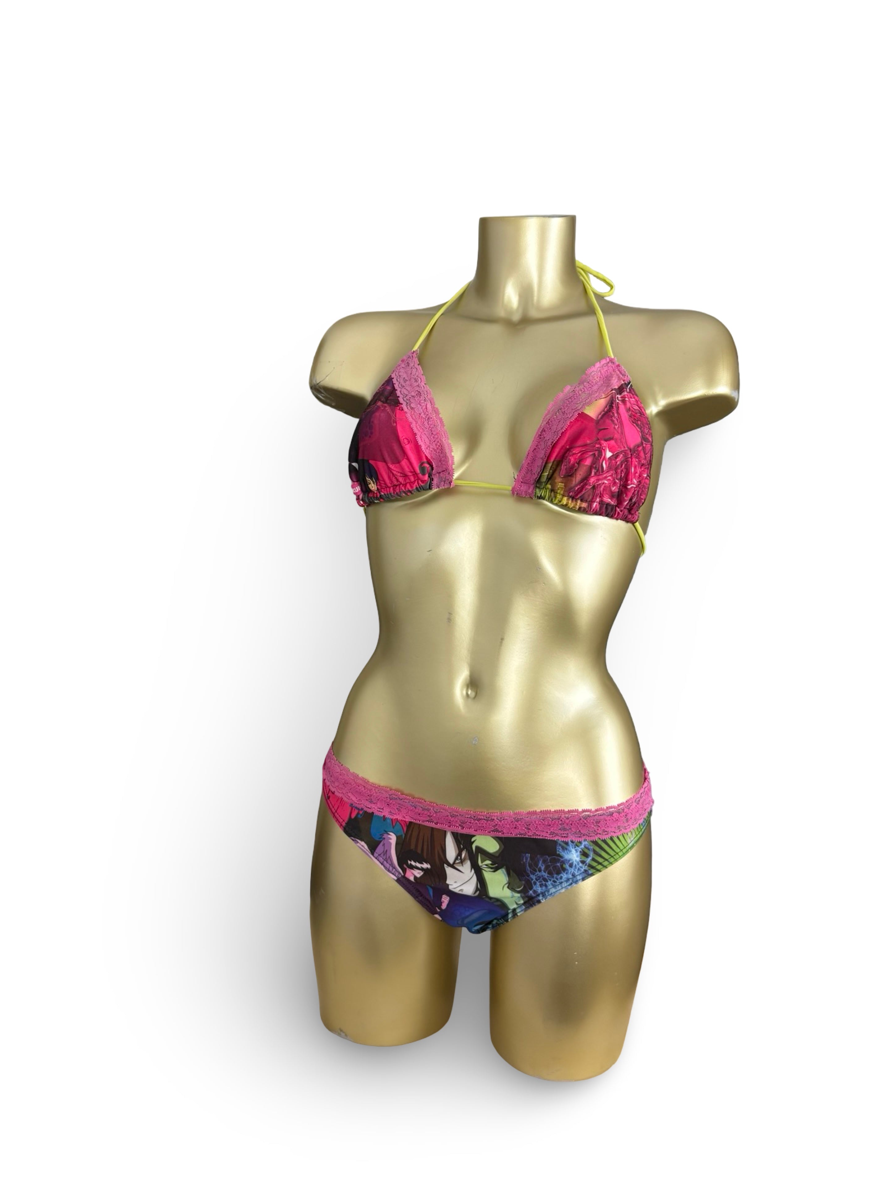 Multicolor lace detail bikini set (M)