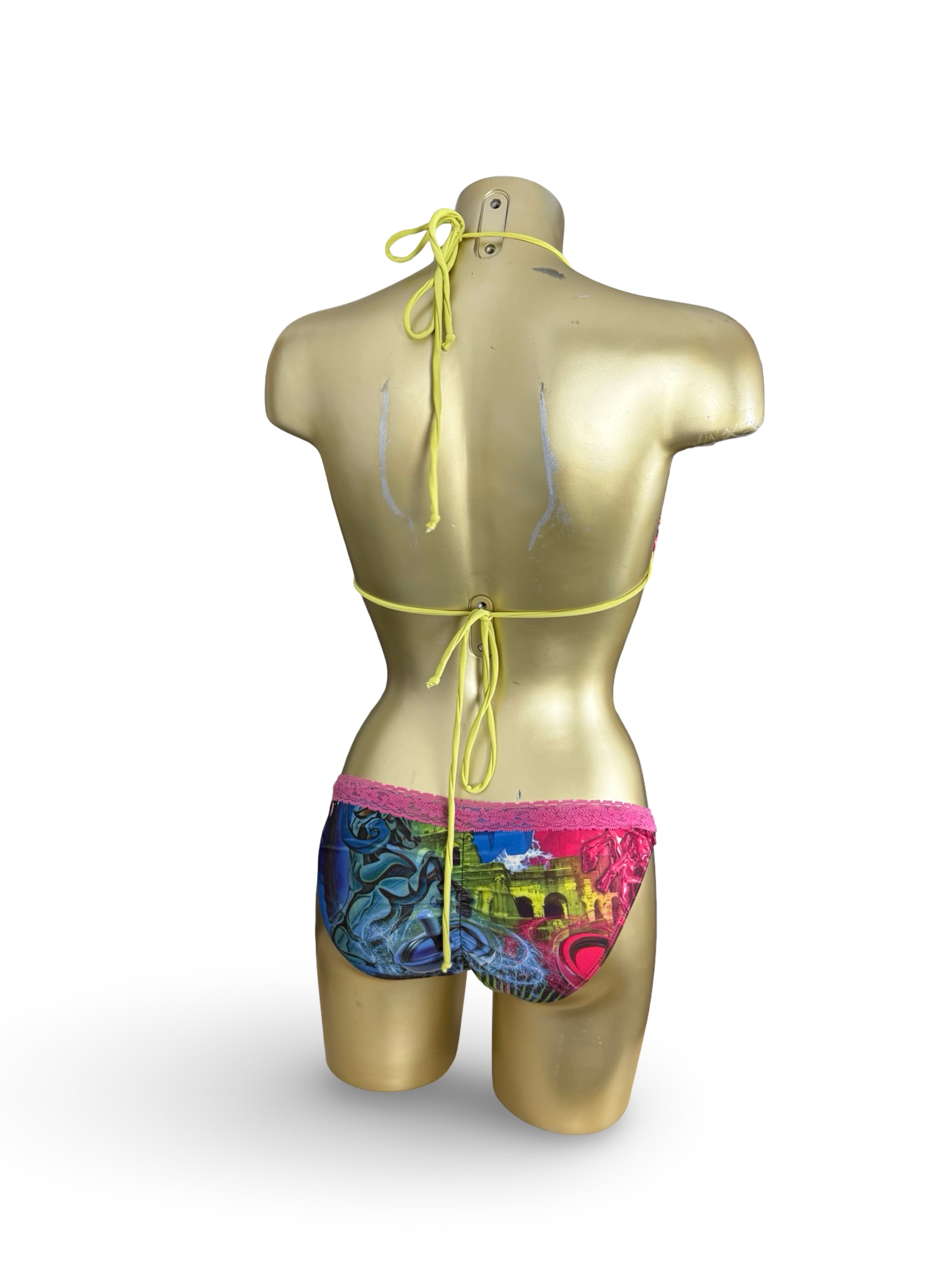 Multicolor lace detail bikini set (M)