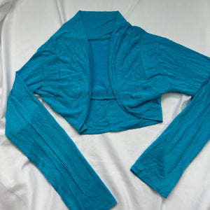 Blue stretchy long sleeves bolero top (S)