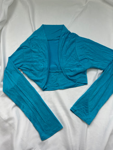 Blue stretchy long sleeves bolero top (S)