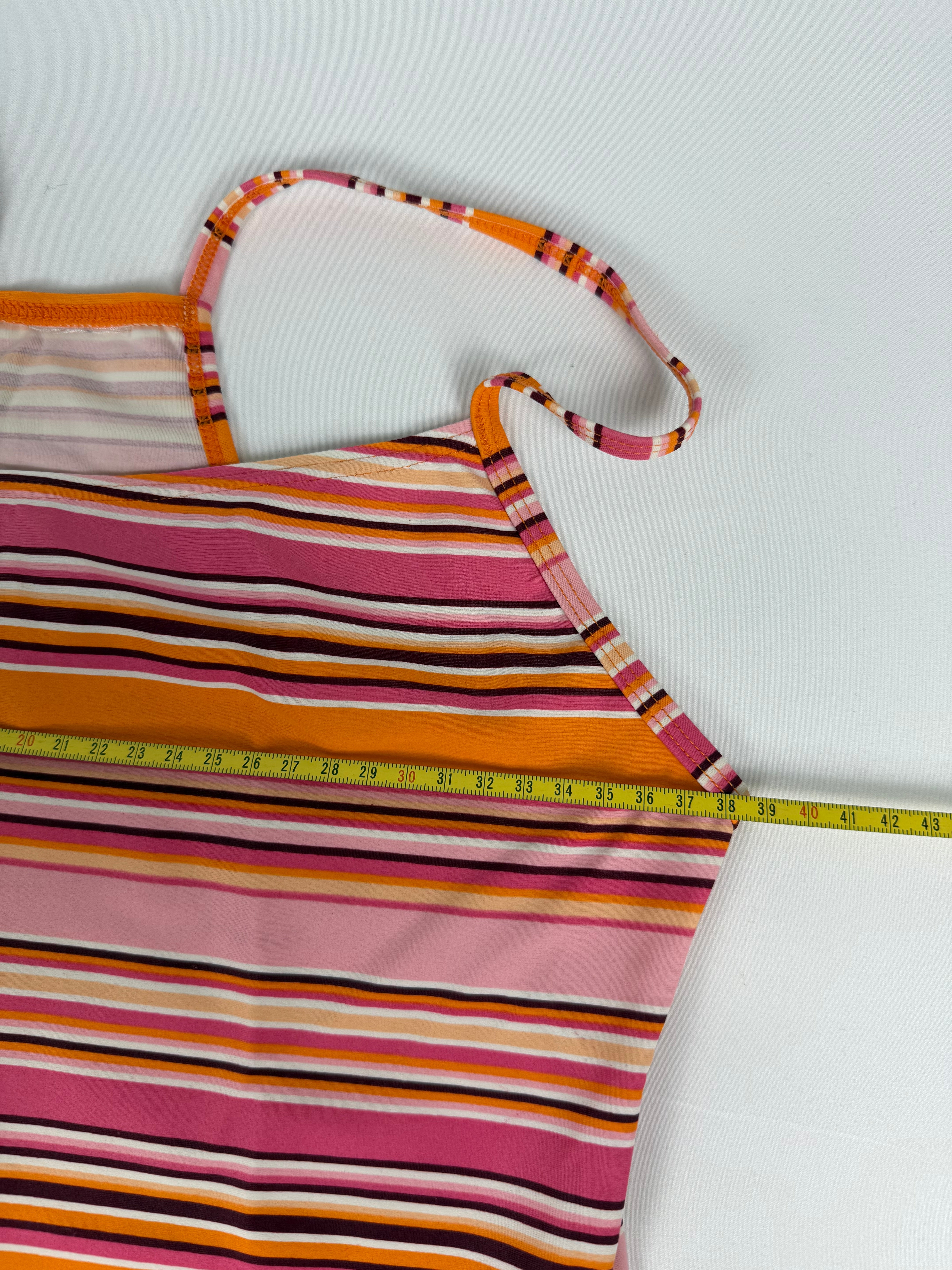 Orange striped lycra mini dress (M)