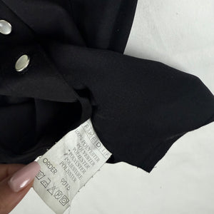 Black tight fit buttons up tee (S)