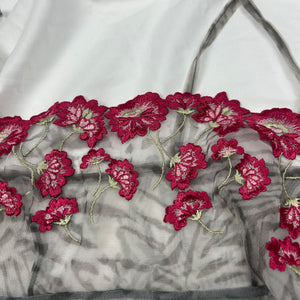 Grey floral mesh see trough babydoll mini dress (S)