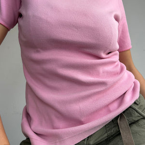 Pink cotton stretchy tee  (M/L)