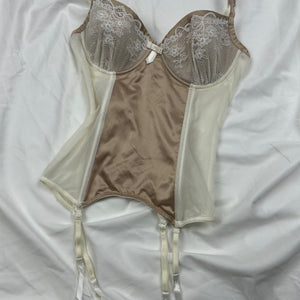 Cream lace mesh corset top (S)