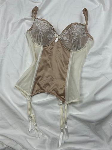 Cream lace mesh corset top (S)