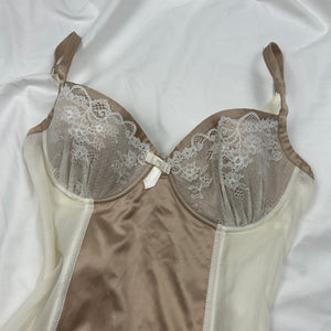 Cream lace mesh corset top (S)